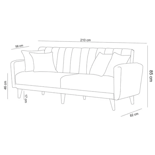867UNQ1315 Софа Emmara сива