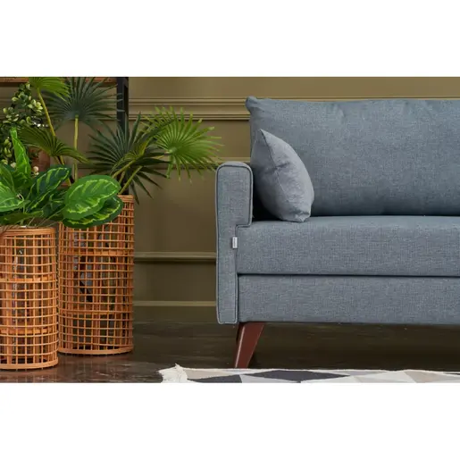 825BLC1687 Софа Bella Soft Üçlü Koltuk - Blue