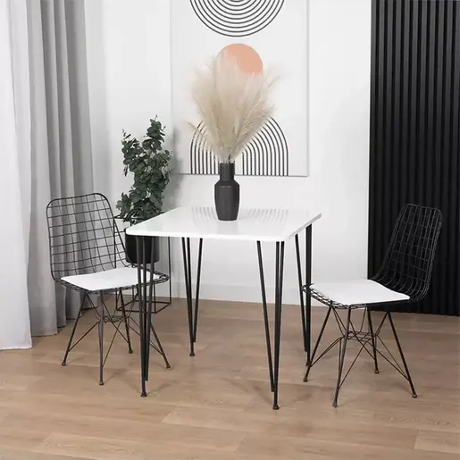 FD-2WRCKTSPL7070-1002 Трпезариска маса со 2 столици РИЧМОНД Бела