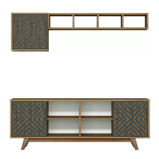 845HCT3070 ТВ Комода Inci - Walnut, Blue