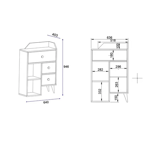 505CRL1901 Комода Star - Atlantic Pine, Black