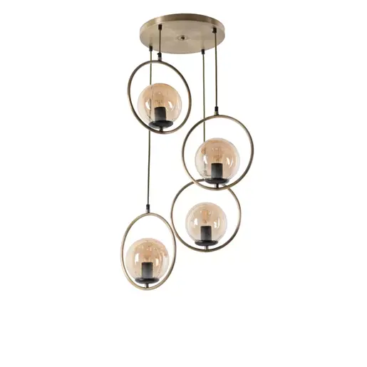 846STL2834 Лустер Ring 4 Lü Tepsili Bal Camlı Eskitme Sarkıt