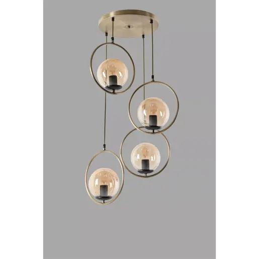 846STL2834 Лустер Ring 4 Lü Tepsili Bal Camlı Eskitme Sarkıt