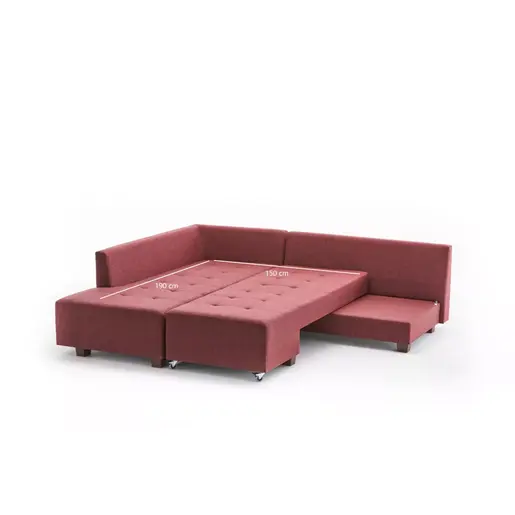 825BLC1186 Софа Manama Corner Sofa Bed Left - Claret Red