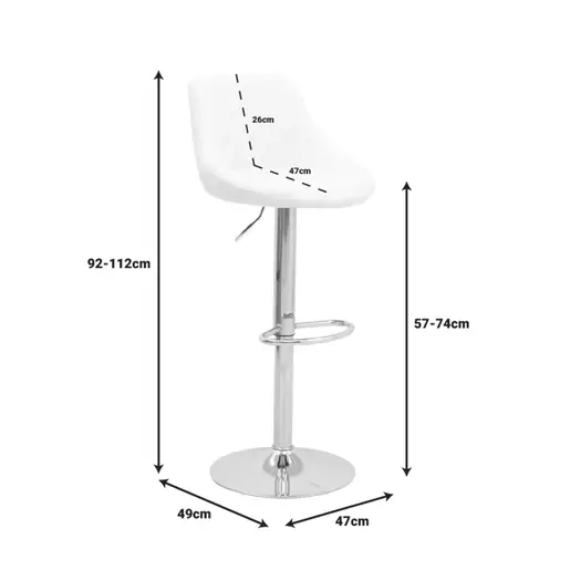 292-000032 Барски Стол Boronez бел 47x49x112cm