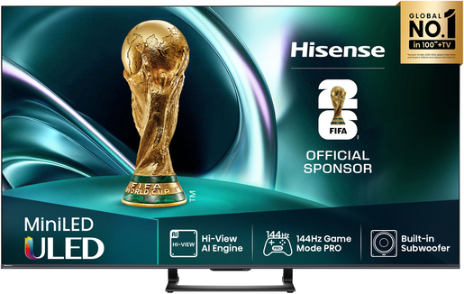 Hisense 75" ULED Mini-LED TV 75U7Q, 4K UHD, VIDAA Smart TV, Hi-View AI Engine, 144Hz Game Mode PRO