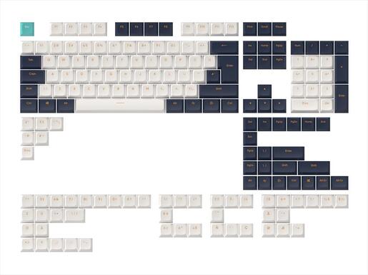 KEYBOARD MECHANICAL KEYCAPS DARK PROJECT NAVY BLUE, (ANSI & ISO LAYUOT 177PCS), White/Blue, KS-1060