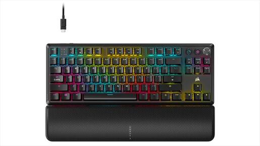 KEYBOARD MECHANICAL CORSAIR K70 CORE TKL RGB, 2.4 GHz & BT  MLX RED SWITCH, Black,CH-914901E-NA