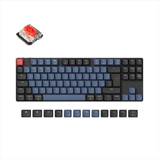 KEYBOARD MECHANICAL KEYCHRON K1 PRO UK QMK/VIA RGB LED TKL HS LP Gateron Red switch Multi-Device (Wired+Bluetooth), Black, K1P-H1-UK