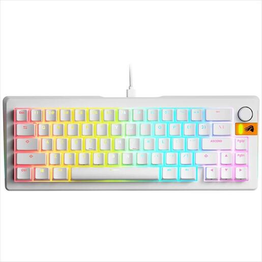 KEYBOARD MECHANICAL GLORIOUS GMMK 3 HE RGB 65% Dual HE/MX Hot Swappable Fox HE Linear Switches, White, w/knob GLO-KB-GMMK3-65-PB-HE-W-WHT-US