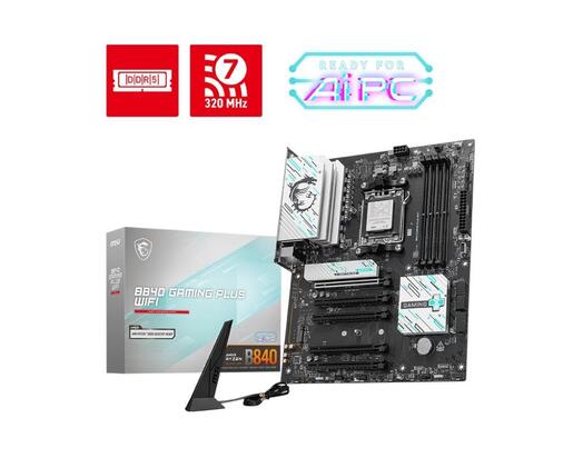 MB AM5 B840 GAMING PLUS WIFI MSI 4xDDR5 8000Mhz (O.C), HDMI, 1x PCI-Ex16 5.0,1x PCI-Ex4 4.0, 3x PCI-Ex1 3.0, 2xM.2,4xSATA3, 2.5G LAN, Wi-Fi 7,BT 5.4, 7E57-002R