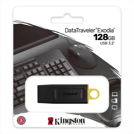 USB Flash Drive 3.2 Gen1 128GB KINGSTON DATA TRAVELER EXODIA , Black/Yellow, DTX/128GB