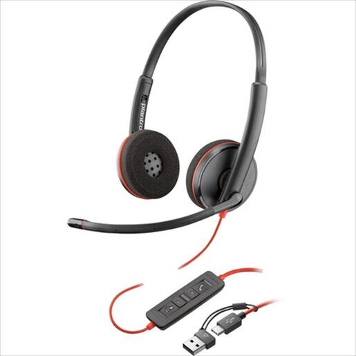 HEADPHONES HP POLY Blackwire 3220 UC w/microphone, 8X228AA, USB-C/A