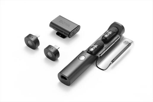 MICROPHONE WIRELESS SYSTEM BOYA LINK ALL IN ONE MAGIC-02, 2xMIC, USB-C, Lightning, Camera receiver, black