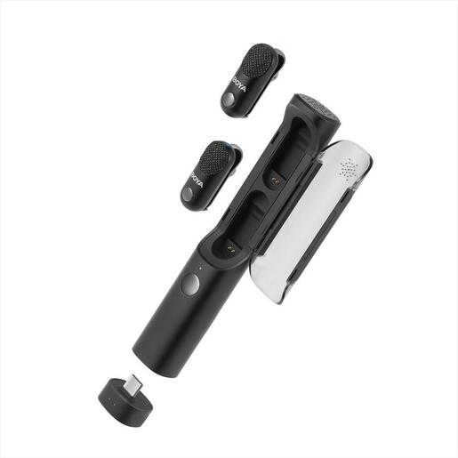 MICROPHONE WIRELESS SYSTEM BOYA LINK ALL IN ONE MAGIC-02, 2xMIC, USB-C, Lightning, Camera receiver, black