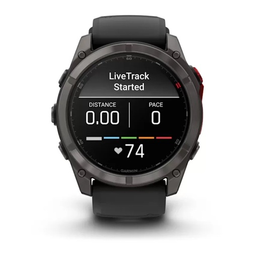 GARMIN Fenix 8 Pro – 51 mm, MicroLED Sapphire, Carbon Gray DLC Titanium, Black/Pebble Gray Silicone Band, 010-03380-01