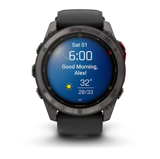 GARMIN Fenix 8 Pro – 51 mm, MicroLED Sapphire, Carbon Gray DLC Titanium, Black/Pebble Gray Silicone Band, 010-03380-01