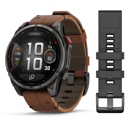 GARMIN Fenix 8 Pro – 47mm, 47 mm, AMOLED, Sapphire, Titanium, Leather Band, 010-03198-40