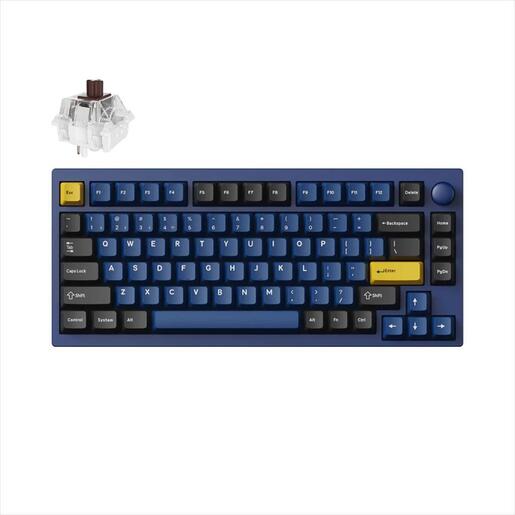 KEYBOARD MECHANICAL KEYCHRON LEMOKEY P1 PRO 75% QMK/VIA, HS, Al.body, RGB, 2.4 GHz & BT, Keychron super Brown switch, Navy Blue, w/knob, P1P-O3