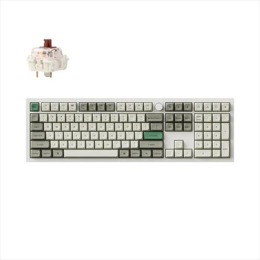 KEYBOARD MECHANICAL KEYCHRON Q6 MAX QMK/VIA RGB FULL SIZE Al. body, HS Gateron Jupiter BROWN Multi-Device (2.4Ghz & BT), Shell White,w/knob,Q6M-P3