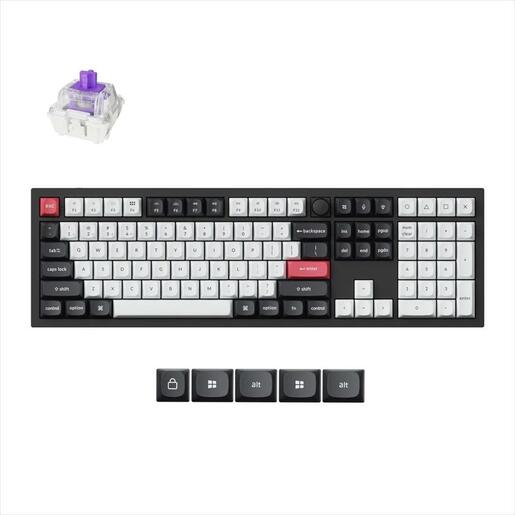 KEYBOARD MECHANICAL KEYCHRON Q6 HE QMK/VIA RGB, Gateron Double-Rail Magnetic Nebula Switch, Multi-Device (2.4Ghz & BT), Black, Q6H-M1