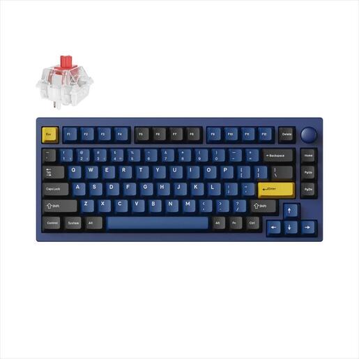 KEYBOARD MECHANICAL KEYCHRON LEMOKEY P1 PRO 75% QMK/VIA, HS, Al.body, RGB, 2.4 GHz & BT, Keychron super Red switch, Navy Blue, w/knob, P1P-O1