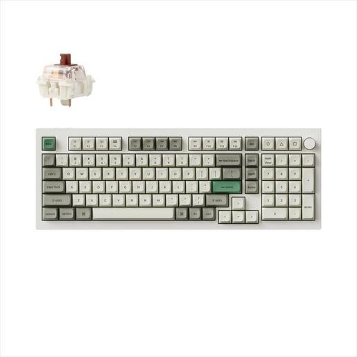 KEYBOARD MECHANICAL KEYCHRON Q5 MAX QMK/VIA RGB Al. body, HS Gateron Jupiter Brown, 2.4 GHz & BT, Shell White, w/knob, Q5M-P3
