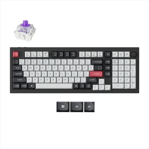 KEYBOARD MECHANICAL KEYCHRON Q5 HE QMK/VIA RGB Al. body, HS Gateron Nebula switch, 2.4 GHz & BT, Carbon Black, w/knob, Q5H-M1