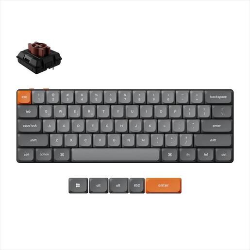 KEYBOARD MECHANICAL KEYCHRON K9 MAX QMK RGB HOT-SWAPPABLE 60% Milk POM Brown Brown switch Multi-Device (Wired+2.4 GHz), Black, K9M-H3