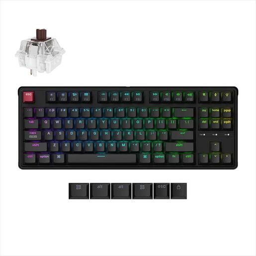 KEYBOARD MECHANICAL KEYCHRON C3 PRO 8K TKL QMK/VIA RGB HS Keychron Super Brown switch,  Black , C3PX-H3