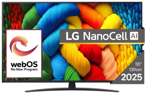 LG 55 NANO 81A3A, 4K UHD NANO, SMART, webOS 25, a7 Gen8, ThinQ, HDR10