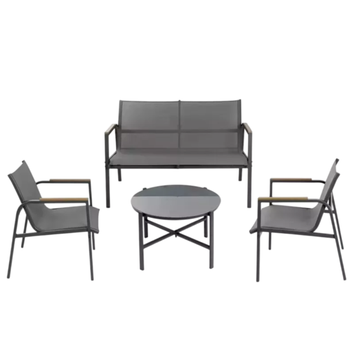 VERANO Lounge сет TX-F005A – 2 столици + двосед + кружна маса (Ф65×40 cm)