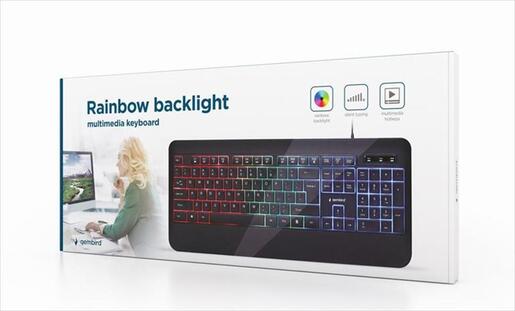 KEYBOARD WIRED USB GEMBIRD "rainbow" style LED backlight, KB-UML-03