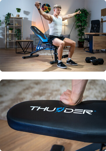 THUNDER QUICK Клупа за вежбање – прилагодлива фитнес клупа со експандери