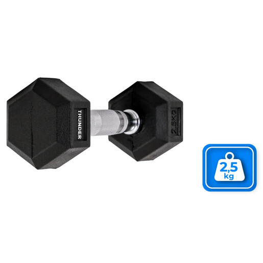 THUNDER HEX тег 2.5 kg – хексагонален гумиран тег за домашен и професионален тренинг