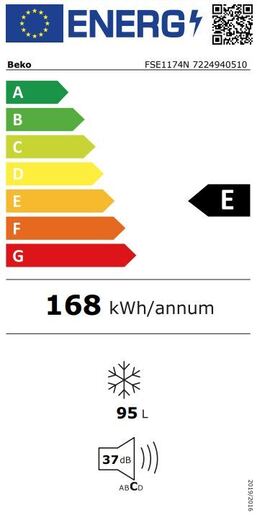 Beko FSE1174N вертикален замрзнувач, 95L, E