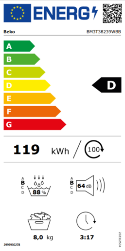 Beko BM3T38239WBB машина за сушење, 8kg, A++