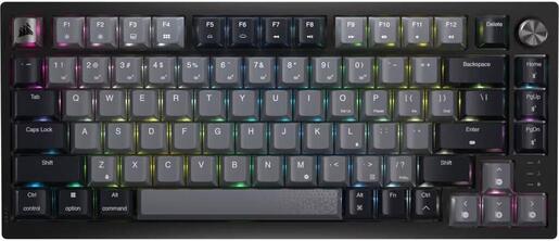 KEYBOARD WIRELESS MECHANICAL CORSAIR K65 PLUS  RGB LED 75%  NLX RED (Wired+2.4GHz+Bluetooth), Black, CH-91D401L-NA