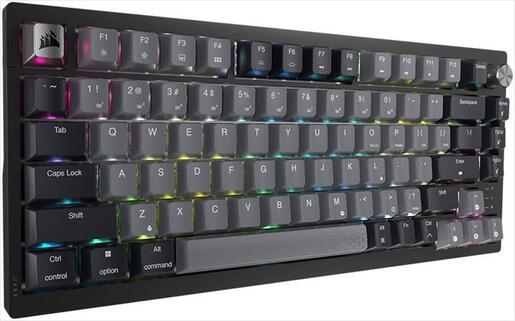 KEYBOARD WIRELESS MECHANICAL CORSAIR K65 PLUS  RGB LED 75%  NLX RED (Wired+2.4GHz+Bluetooth), Black, CH-91D401L-NA