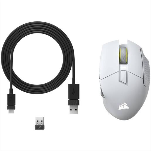 MOUSE WIRELESS CORSAIR Scimitar Elite SE RGB Gaming MOBA/MMO (16 buttons), 2.4Ghz & BT, White, CH-9314011-WW
