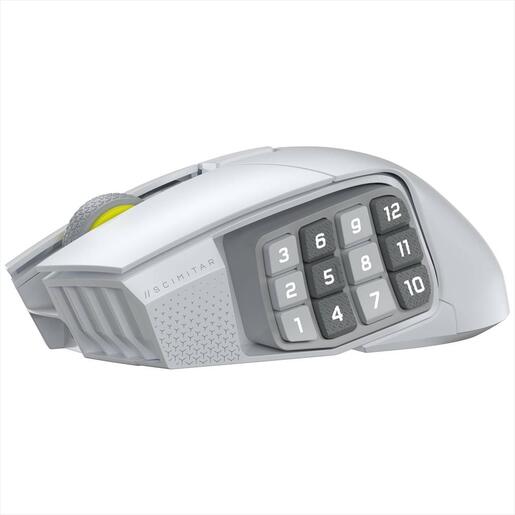 MOUSE WIRELESS CORSAIR Scimitar Elite SE RGB Gaming MOBA/MMO (16 buttons), 2.4Ghz & BT, White, CH-9314011-WW