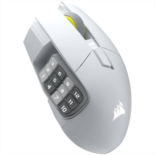 MOUSE WIRELESS CORSAIR Scimitar Elite SE RGB Gaming MOBA/MMO (16 buttons), 2.4Ghz & BT, White, CH-9314011-WW