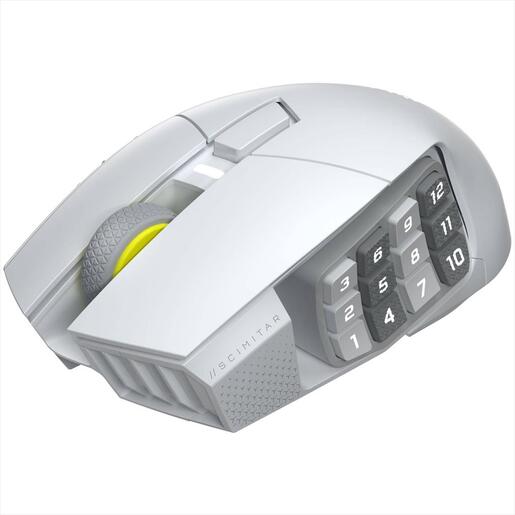 MOUSE WIRELESS CORSAIR Scimitar Elite SE RGB Gaming MOBA/MMO (16 buttons), 2.4Ghz & BT, White, CH-9314011-WW