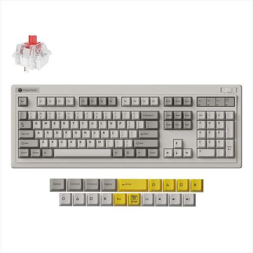 KEYBOARD MECHANICAL KEYCHRON R6 QMK Retro, RGB LED, Super Red switch, Multi-Device (Wired+Wireless), Retro, R6-M1