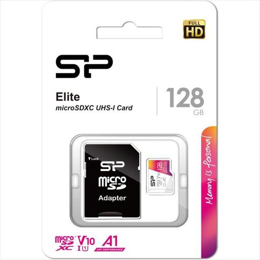 MEMORY CARD SILICON POWER MICRO-SD ELITE COLORFUL 128GB C10 w/adapter, SP128GBSTXBV1V20SP