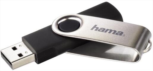 USB Flash Drive 2.0 64GB HAMA ROTATE, 10MB/S, BLACK, 00104302