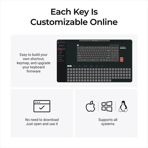 KEYBOARD MECHANICAL KEYCHRON C3 PRO 8K TKL QMK/VIA RGB HS Keychron Super Red switch,  Black , C3PX-H1