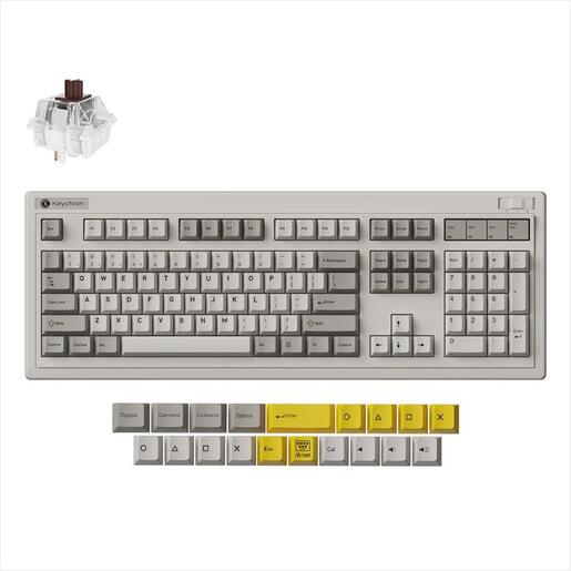 KEYBOARD MECHANICAL KEYCHRON R6 QMK Retro, RGB LED, Super Brown switch, Multi-Device (Wired+Wireless), Retro, R6-M3