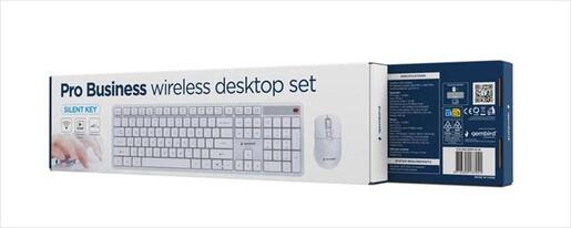 COMBO KEYBOARD AND MOUSE WIRELESS GEMBIRD SILENT KEY PRO, White, KBS-WMS-01-W