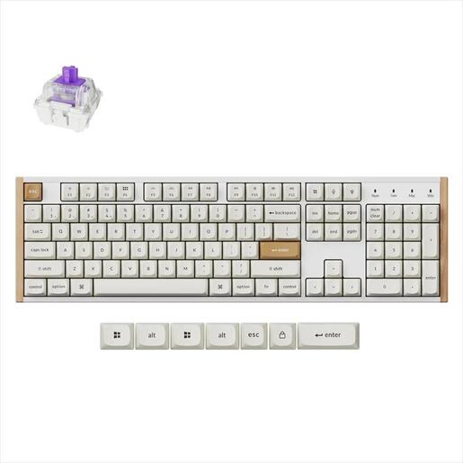 KEYBOARD MECHANICAL KEYCHRON K10 HE, FULL SIZE, Gateron Double-Rail Magnetic Nebula Switch, 2.4 GHz, White, K10H-Q1